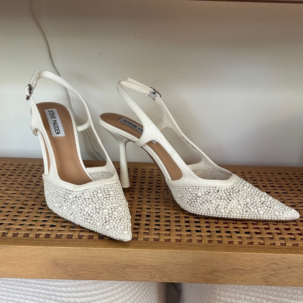 Steve Madden Cream Embellished Heels